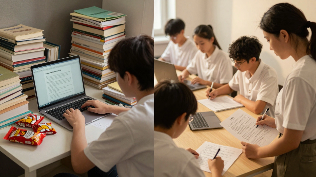 Contrasting online and offline NEET study environments side by side