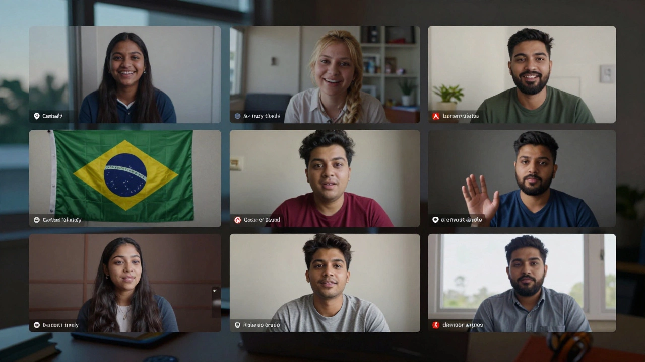 Learners from different countries speaking naturally during live English conversations.