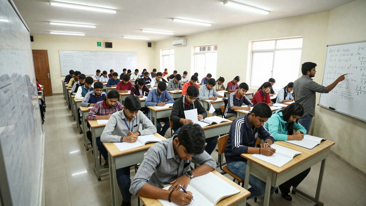 Crowded classroom in a residential coaching institute in Kota