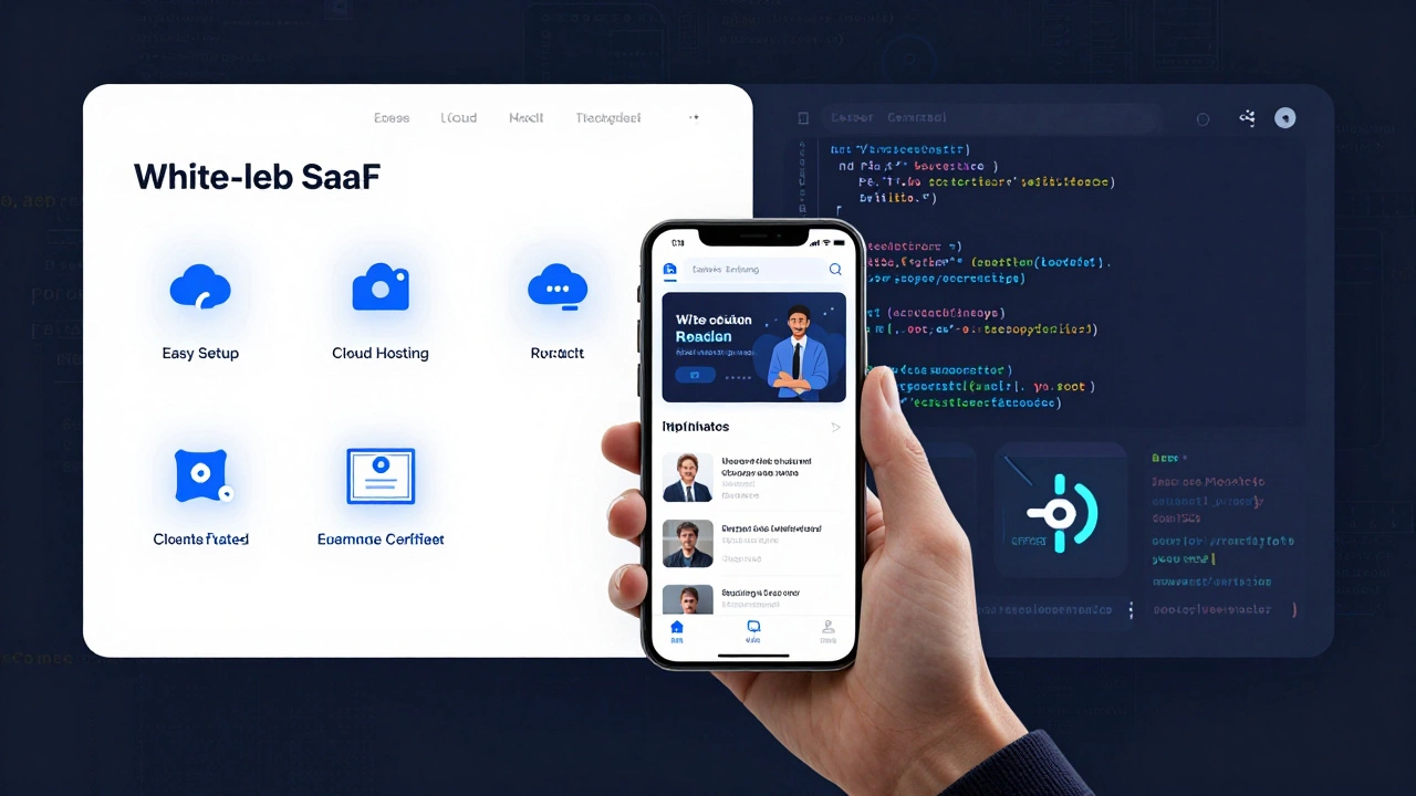 Digital art comparing SaaS platforms versus custom coding for online courses.