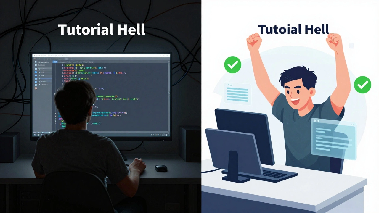 Contrast between passive video watching and active coding success