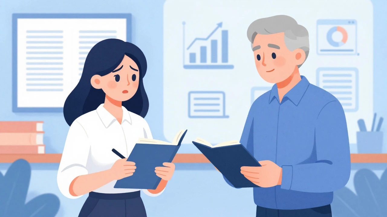 Illustration of a mentor guiding a novice teacher through challenges